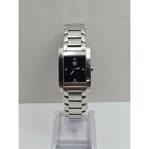 ESQ By Movado E5298 Women Swiss Diamond Black Dial Tank Watch New Battery Petite